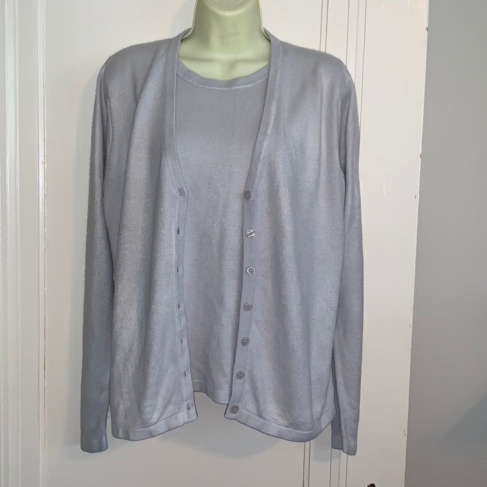 Yarnworks light gray sewn together sweater set
